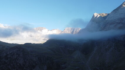 Nature road on mountain sunset 