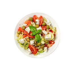 Greek Salad Closeup, Macro Photo of Fresh Garden Salat