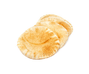 Wheaten Pita Flat Bread Stack Isolated, Flatbread, Chapati, Naan, Tortilla on White Background