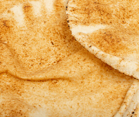 Wheaten Pita Flat Bread Texture Background. Flatbread Pattern, Tortilla with Copy Space