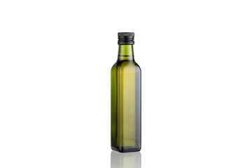 Olive oil bottle isolated on white background.