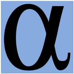 The greek letter alfa - icon, on blue background