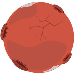 red planet 2d vector mars, flat isolated