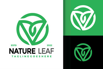 V Letter Nature Leaf Logo Design, brand identity logos vector, modern logo, Logo Designs Vector Illustration Template