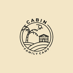 cabin line art minimalist simple vector logo badge illustration design