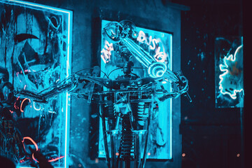 robot neon blu