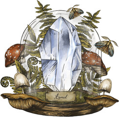 Vintage birthstones, Diamond gemstone, April magic illustration