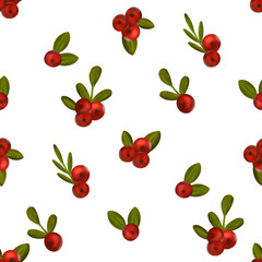 Christmas berry 3d vector seamless pattern floral holy berry red plant. 