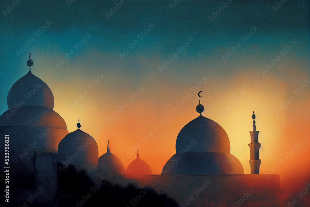 Wall mural digital 3d illustration for ramadan kareem