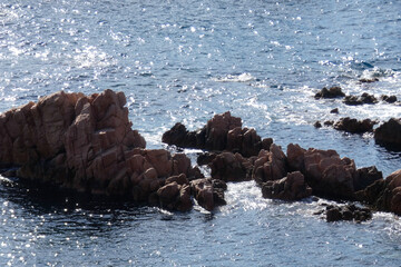 Pines, rocks and cliffs on the catalan costa brava in the mediterranean sea