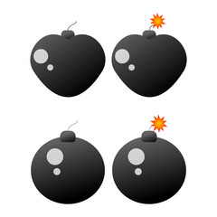 2d game bomb, fuse burning, flat minimalistic bomb