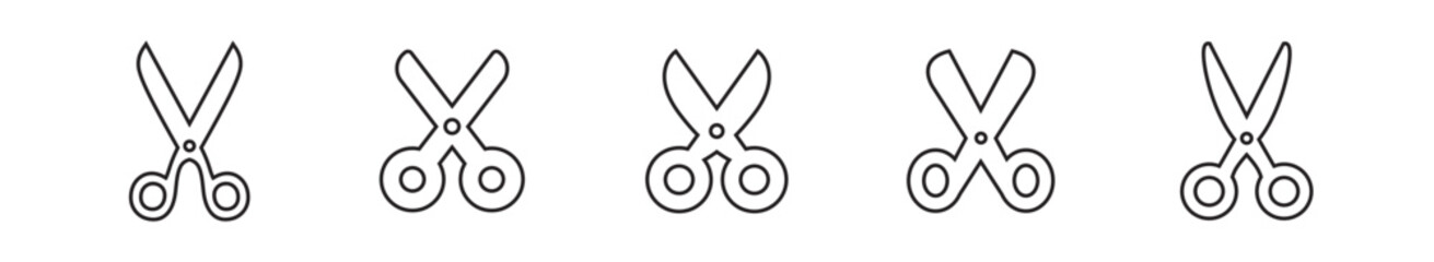 Scissors vector icon set. Pictogram of scissor. Symbol of cutting.