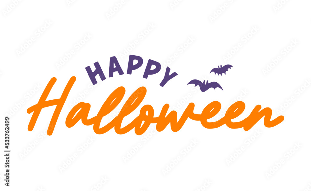 Wall mural Happy Halloween logo lettering. Spooky badge design.