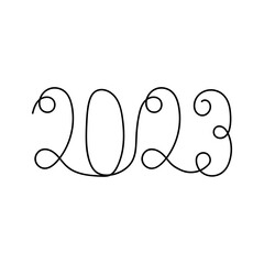 2023 year. Continuous one line drawing. Vector illustration