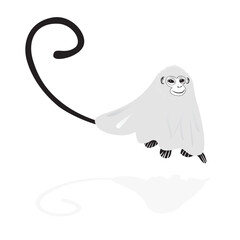 Monkey spirit Halloween ghost animal tattoo icon vector illustration