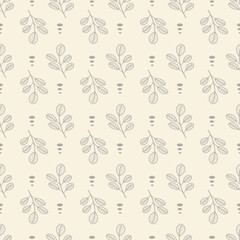 Abstract seamless pattern with flowers on a beige background. Decorative background of wavy plants. Banner, fabric, textile, packaging, design.