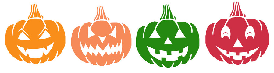 set of scary pumpkins png