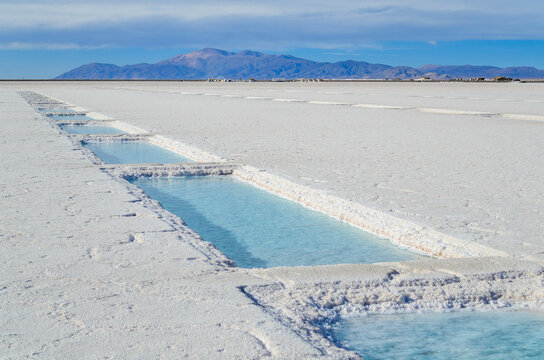 Salt Evaporation Pools at Salinas Grandes in Jujuy, Argentina.