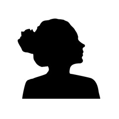 Girl black shadow silhouette. Vector collection of woman head and hairstyle silhouettes.