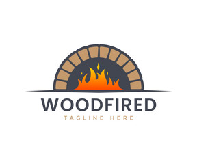 Firewood oven and wood fired logo design template.  Brick Oven Logo Template