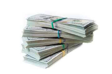 A dollars in bundles on white background concept of business in pandemic