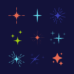 Modern brutalism stars shapes. Minimalist geometric elements, abstract bauhaus forms