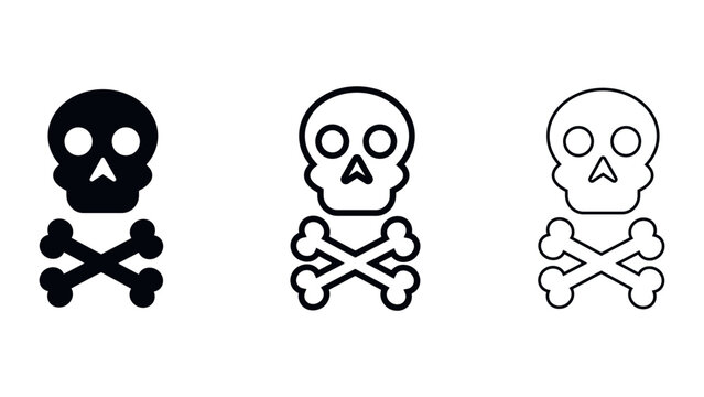 Skulls and crossbones. Skulls with crossbones icons collection isolated on white background. Pirate symbol