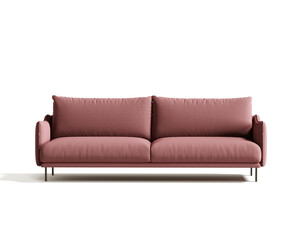 3d rendering of an isolated modern pale red upholstered cosy lounge 2 seat sofa	
