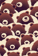 Fototapeten Group of cute bear for wallpaper and graphic designs. 2D Illustration. © Sakrapee Nopparat