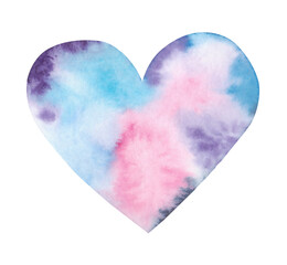 delicate watercolor pink blue heart for holiday