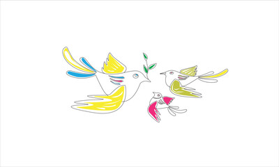 Birds love illustration drawing art background