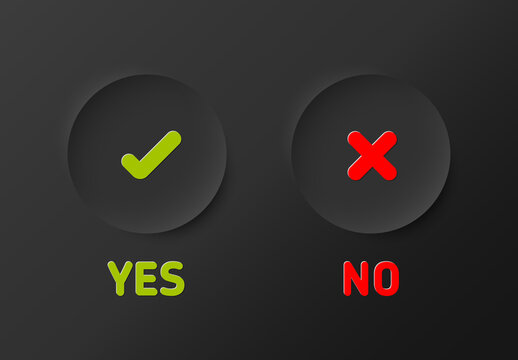 Set of Fresh Minimalist Dark Icons for Various Status - Yes, No, Accept, Cancel