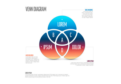 Multipurpose Venn Diagram Schema Template with Three Elements