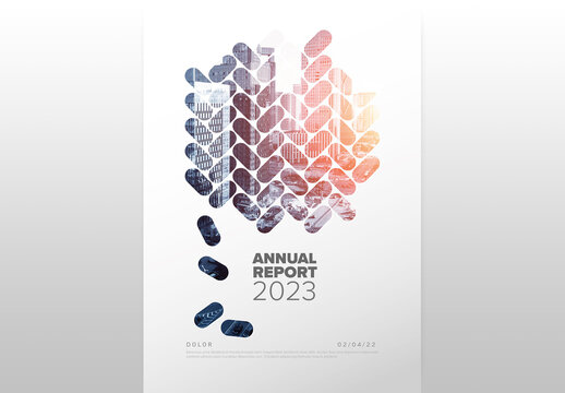 Light Annual Report Front Cover Page Template with Photo and Oval Masks
