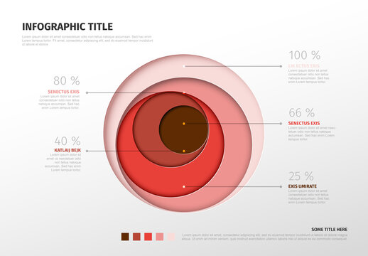 Infographic Template with Percentages and Red Accent