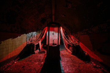 Dark and creepy old abandoned subway station