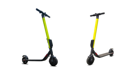 Kick electric city bike, lime urban scooter. Street motorcycle transport for business rider....