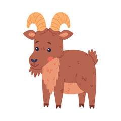 Standing Urial Character as Wild Mountain Sheep with Horns Vector Illustration