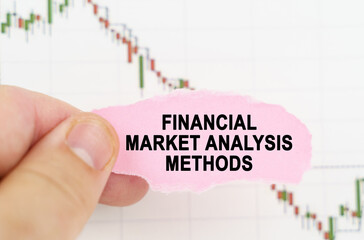 Against the background of the quote chart, a man holds a sign with the inscription - Financial market analysis methods