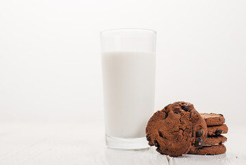 Glass of milk with singing with chocolate