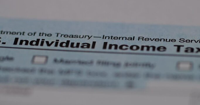 United state 1040 individual tax return form, close-up