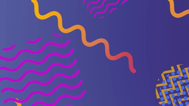 Colorful geometric shapes. Looped animated background in a simple pattern style.