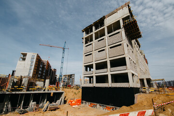 construction of commercial real estate in a modern city in a sunny day