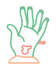 neon zombie hand