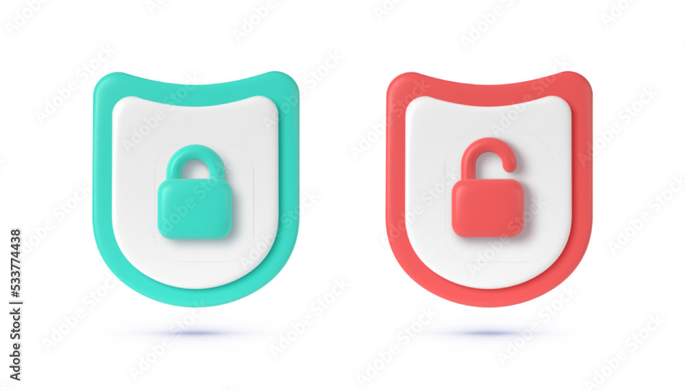 Poster secure 3d. cyber safety concept. computer technology concept. internet communication. vector illustr