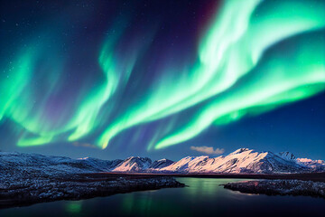 Northern Lights over Mountains