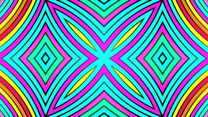 Geometric abstract background. Abstract symmetrical composition, multicolored 3d elements. 3d render abstract kaleidoscope with 3d simple objects. Motion design style