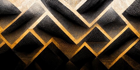Black and gold geometric background. Digital illustration