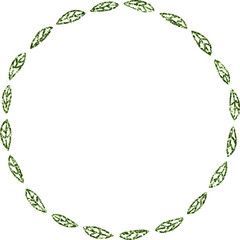 Boho Glitter Leaf Circle Border Frame