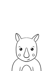 Rhinoceros cartoon for coloring book